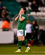 20 October 2021; Lucy Quinn of Republic of Ireland reacts during the UEFA Women's U19 Championship Qualifier match between Switzerland and Northern Ireland at Jackman Park in Limerick. Photo by Eóin Noonan/Sportsfile