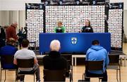 25 October 2021; Manager Vera Pauw and Louise Quinn during a Republic of Ireland Women press conference at Helsinki Olympic Stadium in Helsinki, Finland. Photo by Stephen McCarthy/Sportsfile