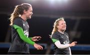 25 October 2021; Amber Barrett, right, and Heather Payne during a Republic of Ireland Women training session at Helsinki Olympic Stadium in Helsinki, Finland. Photo by Stephen McCarthy/Sportsfile