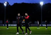25 October 2021; Sami Ben Amar, right, and Raivis Jurkovskis of Dundalk walk the pitch before the SSE Airtricity League Premier Division match between St Patrick's Athletic and Dundalk at Richmond Park in Dublin. Photo by Ben McShane/Sportsfile