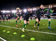 25 October 2021; Players, from left, Lucy Quinn, Diane Caldwell and Louise Quinn during a Republic of Ireland Women training session at Helsinki Olympic Stadium in Helsinki, Finland. Photo by Stephen McCarthy/Sportsfile