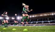 25 October 2021; Denise O'Sullivan and Katie McCabe, right, during a Republic of Ireland Women training session at Helsinki Olympic Stadium in Helsinki, Finland. Photo by Stephen McCarthy/Sportsfile