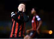 25 October 2021; Keith Ward of Bohemians reacts after failing to convert a chance on goal during the SSE Airtricity League Premier Division match between Bohemians and Waterford at Dalymount Park in Dublin. Photo by Seb Daly/Sportsfile