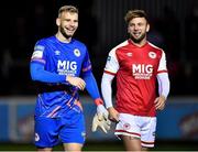 25 October 2021; St Patrick's Athletic goalkeeper Vitezslav Jaros, left, and Paddy Barrett after the SSE Airtricity League Premier Division match between St Patrick's Athletic and Dundalk at Richmond Park in Dublin. Photo by Ben McShane/Sportsfile