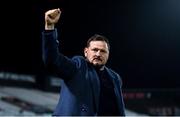 25 October 2021; Waterford manager Marc Bircham celebrates after his side's victory in the SSE Airtricity League Premier Division match between Bohemians and Waterford at Dalymount Park in Dublin. Photo by Seb Daly/Sportsfile