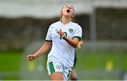 26 October 2021; Ellen Molloy of Republic of Ireland reacts during the UEFA Women's U19 Championship Qualifier Group 5 Qualifying Round 1 League A match between Northern Ireland and Republic of Ireland at Jackman Park in Markets Field, Limerick. Photo by Eóin Noonan/Sportsfile