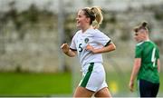 26 October 2021; Jessie Stapleton of Republic of Ireland celebrates after scoring her side's second goal from a penalty during the UEFA Women's U19 Championship Qualifier Group 5 Qualifying Round 1 League A match between Northern Ireland and Republic of Ireland at Jackman Park in Markets Field, Limerick. Photo by Eóin Noonan/Sportsfile
