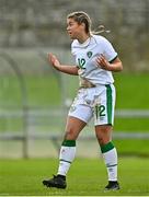 26 October 2021; Jenna Slattery of Republic of Ireland reacts after winning a free during the UEFA Women's U19 Championship Qualifier Group 5 Qualifying Round 1 League A match between Northern Ireland and Republic of Ireland at Jackman Park in Markets Field, Limerick. Photo by Eóin Noonan/Sportsfile