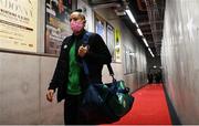 26 October 2021; Rianna Jarrett of Republic of Ireland arrives before the FIFA Women's World Cup 2023 qualifying group A match between Finland and Republic of Ireland at Helsinki Olympic Stadium in Helsinki, Finland. Photo by Stephen McCarthy/Sportsfile