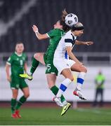 26 October 2021; Tuija Hyyrynen of Finland in action against Lucy Quinn of Republic of Ireland during the FIFA Women's World Cup 2023 qualifying group A match between Finland and Republic of Ireland at Helsinki Olympic Stadium in Helsinki, Finland. Photo by Stephen McCarthy/Sportsfile