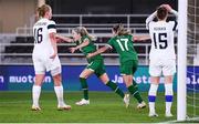 26 October 2021; Denise O'Sullivan of Republic of Ireland celebrates after scoring her side's second goal during the FIFA Women's World Cup 2023 qualifying group A match between Finland and Republic of Ireland at Helsinki Olympic Stadium in Helsinki, Finland. Photo by Stephen McCarthy/Sportsfile