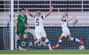 26 October 2021; Adelina Engman of Finland, right, celebrates after scoring her side's first goal during the FIFA Women's World Cup 2023 qualifying group A match between Finland and Republic of Ireland at Helsinki Olympic Stadium in Helsinki, Finland. Photo by Stephen McCarthy/Sportsfile