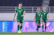 26 October 2021; Lucy Quinn of Republic of Ireland reacts after her side concede their first goal, scored by Adelina Engman of Finland, during the FIFA Women's World Cup 2023 qualifying group A match between Finland and Republic of Ireland at Helsinki Olympic Stadium in Helsinki, Finland. Photo by Stephen McCarthy/Sportsfile