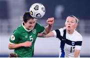 26 October 2021; Niamh Fahey of Republic of Ireland in action against Sanni Franssi of Finland during the FIFA Women's World Cup 2023 qualifying group A match between Finland and Republic of Ireland at Helsinki Olympic Stadium in Helsinki, Finland. Photo by Stephen McCarthy/Sportsfile