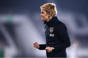 26 October 2021; Republic of Ireland manager Vera Pauw celebrates after her side's victory in the FIFA Women's World Cup 2023 qualifying group A match between Finland and Republic of Ireland at Helsinki Olympic Stadium in Helsinki, Finland. Photo by Stephen McCarthy/Sportsfile