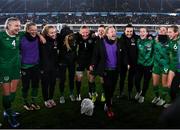 26 October 2021; Amber Barrett of Republic of Ireland and team-mates celebrate following the FIFA Women's World Cup 2023 qualifying group A match between Finland and Republic of Ireland at Helsinki Olympic Stadium in Helsinki, Finland. Photo by Stephen McCarthy/Sportsfile