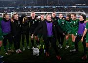 26 October 2021; Amber Barrett of Republic of Ireland and team-mates celebrate following the FIFA Women's World Cup 2023 qualifying group A match between Finland and Republic of Ireland at Helsinki Olympic Stadium in Helsinki, Finland. Photo by Stephen McCarthy/Sportsfile