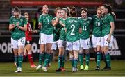 26 October 2021; Demi Vance, 3, celebrates with her Northern Ireland team-mates after scoring her side's second goal during the FIFA Women's World Cup 2023 qualifying group D match between Northern Ireland and Austria at Seaview in Belfast. Photo by Ramsey Cardy/Sportsfile