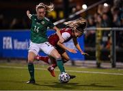 26 October 2021; Katharina Naschenweng of Austria in action against Lauren Wade of Northern Ireland during the FIFA Women's World Cup 2023 qualifying group D match between Northern Ireland and Austria at Seaview in Belfast. Photo by Ramsey Cardy/Sportsfile