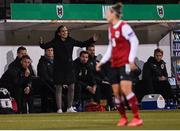 26 October 2021; Austria manager Irene Fuhrmann during the FIFA Women's World Cup 2023 qualifying group D match between Northern Ireland and Austria at Seaview in Belfast. Photo by Ramsey Cardy/Sportsfile
