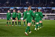26 October 2021; Republic of Ireland players walk out onto the pitch ahead of the FIFA Women's World Cup 2023 qualifying group A match between Finland and Republic of Ireland at Helsinki Olympic Stadium in Helsinki, Finland. Photo by Stephen McCarthy/Sportsfile