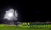 23 October 2021; Teams line up for the National Anthems before the UEFA Women's U19 Championship Qualifier match between Switzerland and Republic of Ireland at Markets Field in Limerick. Photo by Eóin Noonan/Sportsfile