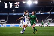 26 October 2021; Tuija Hyyrynen of Finland in action against Heather Payne of Republic of Ireland during the FIFA Women's World Cup 2023 qualifying group A match between Finland and Republic of Ireland at Helsinki Olympic Stadium in Helsinki, Finland. Photo by Stephen McCarthy/Sportsfile