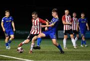 27 August 2021; Orinn McLaughlin of Derry City in action against Sean McManus of Bohemians during the EA Sports U19 Enda McGuill Cup Final match between Derry City and Bohemians at the Ryan McBride Brandywell Stadium in Derry. Photo by Piaras Ó Mídheach/Sportsfile