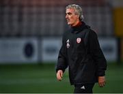 27 August 2021; Derry City coach Jim McGuinness before the EA Sports U19 Enda McGuill Cup Final match between Derry City and Bohemians at the Ryan McBride Brandywell Stadium in Derry. Photo by Piaras Ó Mídheach/Sportsfile