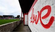 29 October 2021; A view of graffiti art in the Main Stand before the SSE Airtricity League First Division match between Shelbourne and UCD at Tolka Park in Dublin. Photo by Seb Daly/Sportsfile