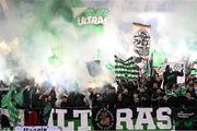 29 October 2021; Shamrock Rovers supporters cheer on their side before the SSE Airtricity League Premier Division match between Shamrock Rovers and Finn Harps at Tallaght Stadium in Dublin. Photo by Stephen McCarthy/Sportsfile