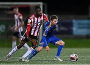 29 October 2021; Tyreke Wilson of Bohemians in action against Junior Ogedi-Uzokwe of Derry City during the SSE Airtricity League Premier Division match between Derry City and Bohemians at Ryan McBride Brandywell Stadium in Derry. Photo by Ramsey Cardy/Sportsfile