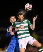 29 October 2021; Chris McCann of Shamrock Rovers in action against Sean Boyd of Finn Harps during the SSE Airtricity League Premier Division match between Shamrock Rovers and Finn Harps at Tallaght Stadium in Dublin. Photo by Stephen McCarthy/Sportsfile