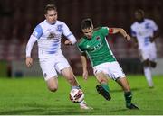 29 October 2021; Cian Coleman of Cork City in action against Padraic Cunningham of Galway United during the SSE Airtricity League First Division match between Cork City and Galway United at Turners Cross in Cork. Photo by Michael P Ryan/Sportsfile