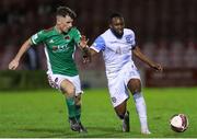 29 October 2021; Carlton Ubaezuonu of Galway United in action against Aaron Bolger of Cork City during the SSE Airtricity League First Division match between Cork City and Galway United at Turners Cross in Cork. Photo by Michael P Ryan/Sportsfile