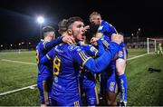 29 October 2021; Ali Coote of Bohemians celebrates after his side's first goal scored by Promise Omochere during the SSE Airtricity League Premier Division match between Derry City and Bohemians at Ryan McBride Brandywell Stadium in Derry. Photo by Ramsey Cardy/Sportsfile