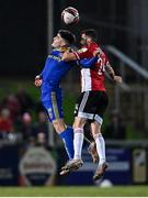 29 October 2021; Dawson Devoy of Bohemians in action against Daniel Lafferty of Derry City during the SSE Airtricity League Premier Division match between Derry City and Bohemians at Ryan McBride Brandywell Stadium in Derry. Photo by Ramsey Cardy/Sportsfile