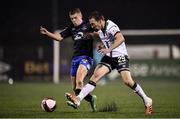 29 October 2021; David McMillan of Dundalk in action against Niall O'Keeffe of Waterford during the SSE Airtricity League Premier Division match between Dundalk and Waterford at Oriel Park in Dundalk, Louth. Photo by Ben McShane/Sportsfile
