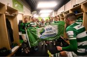 29 October 2021; Shamrock Rovers players celebrate in the dressing room after the SSE Airtricity League Premier Division match between Shamrock Rovers and Finn Harps at Tallaght Stadium in Dublin. Photo by Stephen McCarthy/Sportsfile