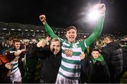 29 October 2021; Ronan Finn of Shamrock Rovers celebrates with supporters after the SSE Airtricity League Premier Division match between Shamrock Rovers and Finn Harps at Tallaght Stadium in Dublin. Photo by Stephen McCarthy/Sportsfile