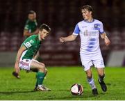 29 October 2021; Conor Horgan of Galway United in action against Cian Bargary of Cork City during the SSE Airtricity League First Division match between Cork City and Galway United at Turners Cross in Cork. Photo by Michael P Ryan/Sportsfile