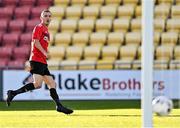 30 October 2021; Richard McAvoy of Willowbank watches his shot cross the line for his side's first goal during the President's junior cup final match between Fairview Rangers and Willowbank FC at Tallaght Stadium in Dublin. Photo by Piaras Ó Mídheach/Sportsfile