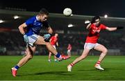 30 October 2021; Niall Sludden of Dromore in action against Ciaran Daly of Trillick during the Tyrone County Senior Football Championship Semi-Final match between Dromore and Trillick at Healy Park in Omagh, Tyrone. Photo by Ramsey Cardy/Sportsfile