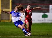 30 October 2021; Emma Starr of Galway in action against Jess Gargan of Shelbourne during the SSE Airtricity Women's National League match between Shelbourne and Galway WFC at Tolka Park in Dublin. Photo by Sam Barnes/Sportsfile