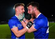 30 October 2021; Colm O'Neill, left, and Cahir Goodwin of Dromore celebrate after the Tyrone County Senior Football Championship Semi-Final match between Dromore and Trillick at Healy Park in Omagh, Tyrone. Photo by Ramsey Cardy/Sportsfile