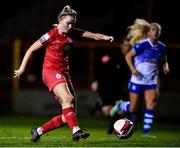 30 October 2021; Jessie Stapleton of Shelbourne shoots to score her side's second goal during the SSE Airtricity Women's National League match between Shelbourne and Galway WFC at Tolka Park in Dublin. Photo by Sam Barnes/Sportsfile