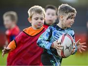 31 October 2021; Dylan Redmond, age 5, during the Leinster Rugby Halloween Mini Training Session at Enniscorthy RFC in Wexford. Photo by David Fitzgerald/Sportsfile