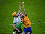 31 October 2021; Seán Ryan of Na Fianna in action against Luke Walsh of Lucan Sarsfields during the Go Ahead Dublin County Senior Club Hurling Championship Semi-Final match between Lucan Sarsfields and Na Fianna at Parnell Park in Dublin. Photo by Ray McManus/Sportsfile