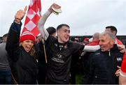 31 October 2021; Paul Whelan of Pádraig Pearses celebrates with supporters after his side's victory in the Roscommon County Senior Club Football Championship Final match between Clann na nGael and Padraig Pearses at Dr Hyde Park in Roscommon. Photo by Seb Daly/Sportsfile