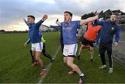 31 October 2021; Michael McKernan, left, and Paddy McNeice of Coalisland signal a wide in the final moments of the Tyrone County Senior Football Championship Semi-Final match between Errigal Ciaran and Coalisland at Pomeroy Plunkett's GAA Club in Tyrone. Photo by Ramsey Cardy/Sportsfile